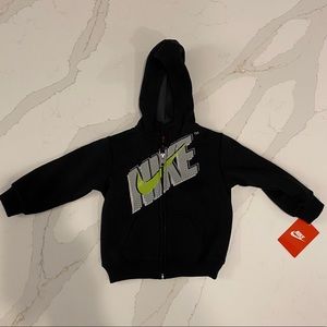 NWT - Nike 18mo Black/Neon Full Zip Hoodie